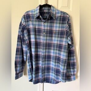 Ralph Lauren Polo Men’s Medium Button Down Shirt Blue Pink Spring Easter